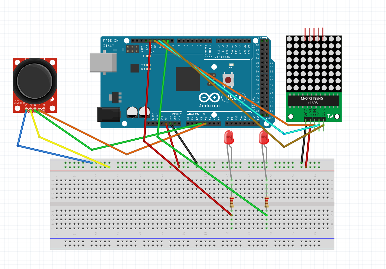 Matrix Snake Game Fritzing Diagram